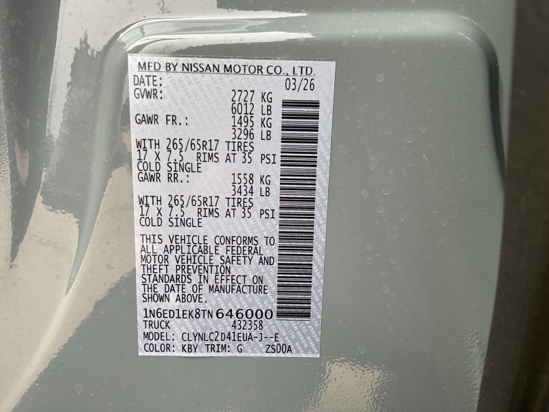 2026 Nissan Frontier Crew Cab SV