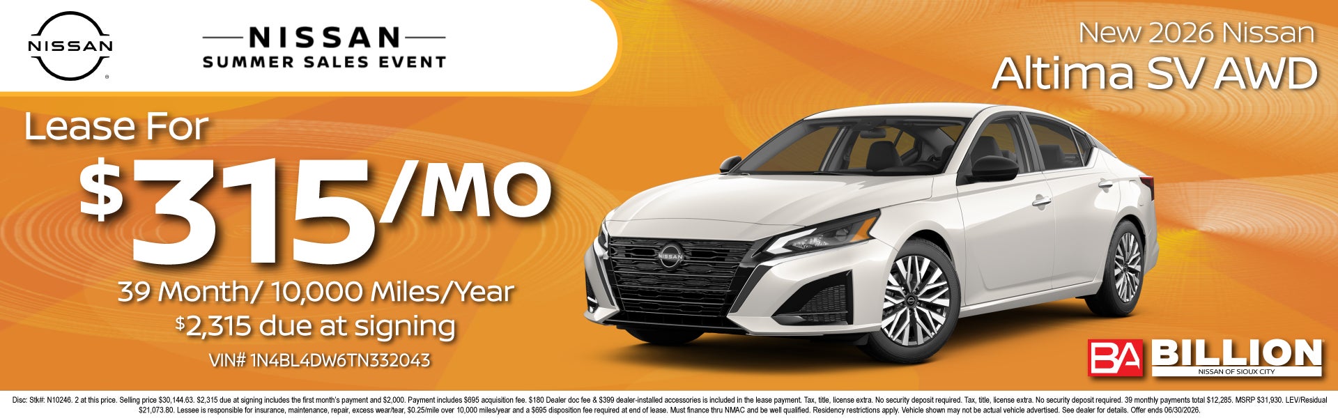 NEW 2026 NISSAN ALTIMA SV