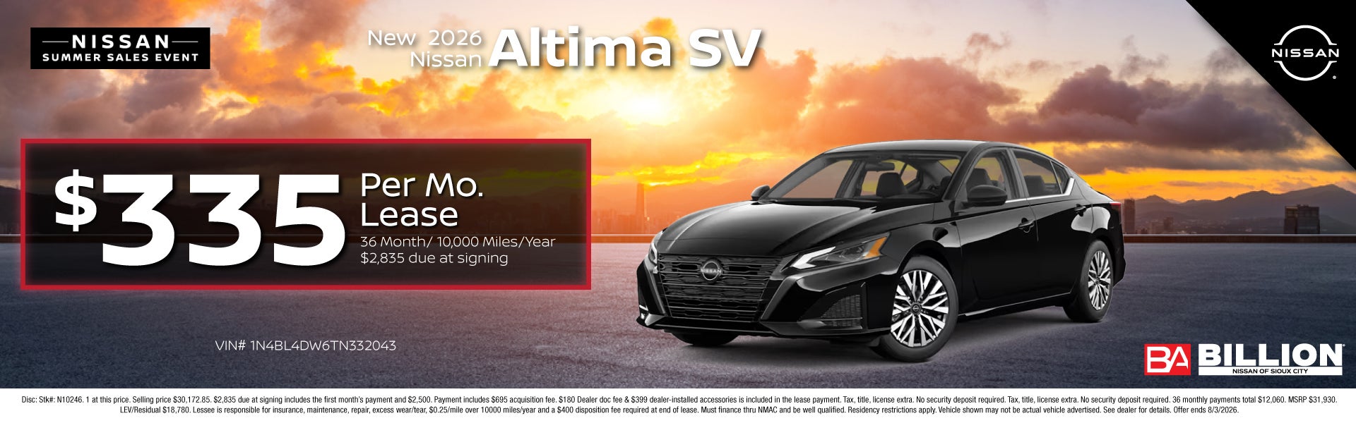 NEW 2026 NISSAN ALTIMA SV