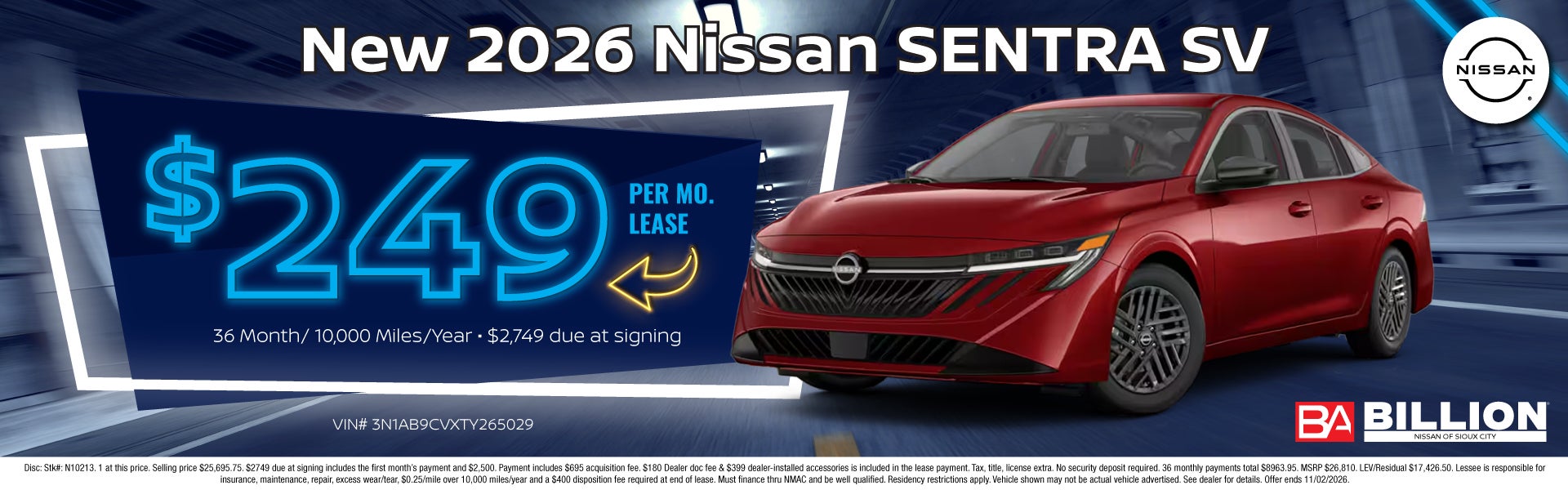 NEW 2026 NISSAN SENTRA SV