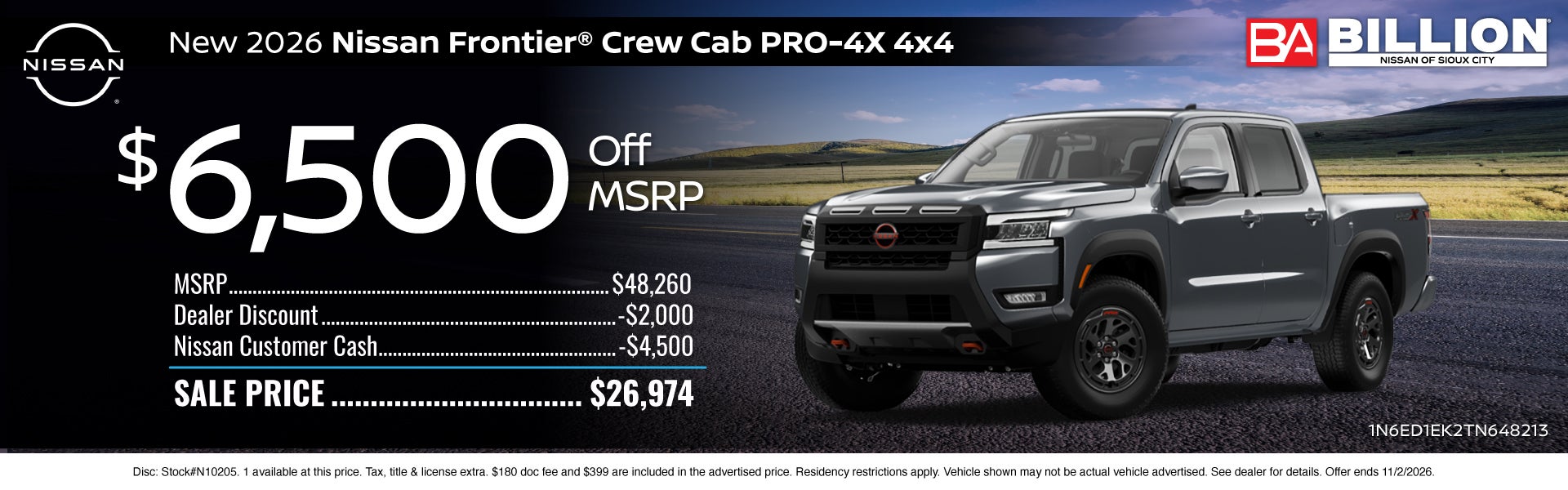 NEW 2026 NISSAN FRONTIER PRO-4X CREW CAB