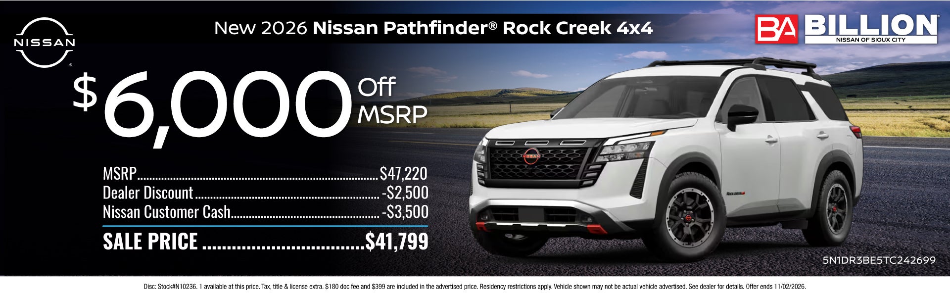 NEW 2026 NISSAN PATHFINDER ROCK CREEK